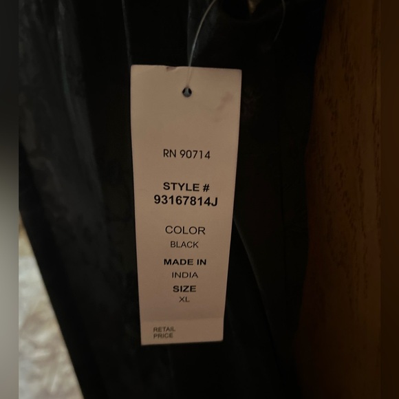 MSK WOMEN SATIN JACQUARD JUMPSUIT FLORAL PRINT WIDE LEG RHINESTONED STRAPS NWT - Picture 3 of 5